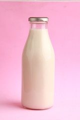 glass bottle with delicious milk..