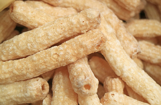 Bolivian Sugar Coated Crispy Corn Snacks at the Local Market of Copacabana Town, Bolivia, South America