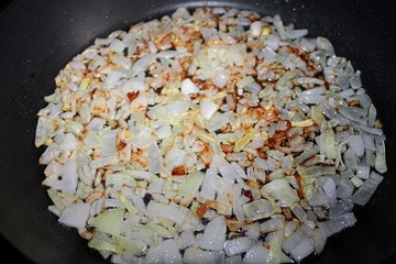 finely chopped onions fried until Golden brown in a pan