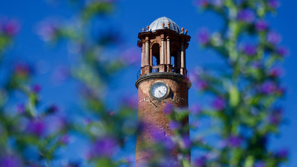 Erzurum historical clock tower and castle