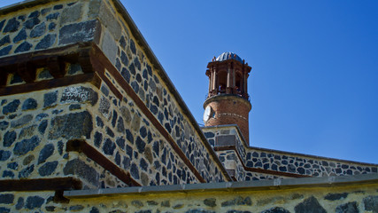 Erzurum historical clock tower and castle