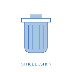 Garbage can. Line icon with editable stroke with shadow