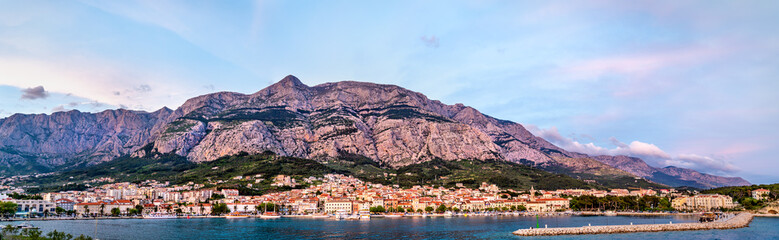 Panorama of Makarska town in Croatia