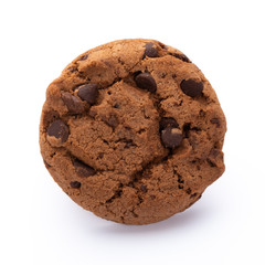 Chocolate chip cookies isolated on white background. Sweet biscuits. Homemade pastry.