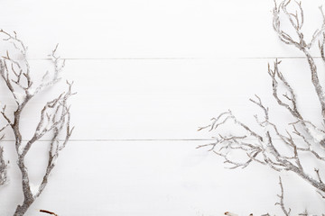 Christmas background in christmas decor, ornament vintage style. Greeting card.