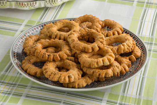 Traditional festive Moroccan Kaak cookies