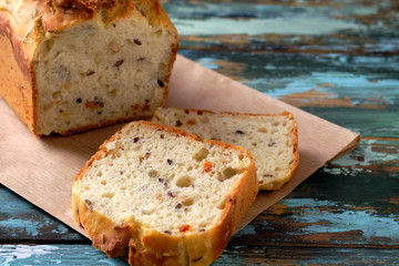 Homemade healthy bread yeast free. Background texture of bread. 