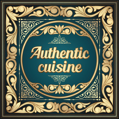 Golden ornate art deco vintage emblem