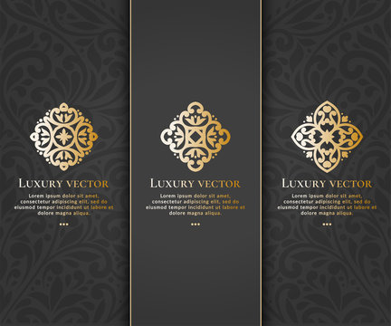 Set of vector ornament logo design template. Luxury vintage elements. Can be used as monogram and emblem. Great for wallpaper or background decoration.