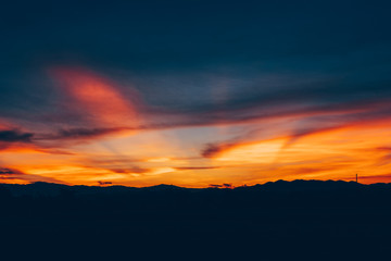 Fototapeta na wymiar Beautiful sunset background. Film tone.