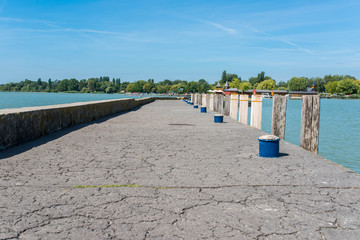 Promenade at lake Balaton on a hot summer day.