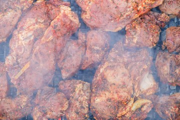 Obraz na płótnie Canvas Summer nature grill bbq meat, grilled.