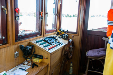 Command room on old ferry boat . © Alpar