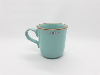 Green Ceramic Porcelain Mug or Glass for Drinking Kitchen Cafe Appliances Series in White Isolated Background