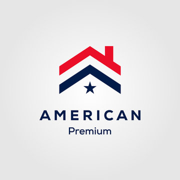 American Flag House Premium House Mortgage Logo Vector