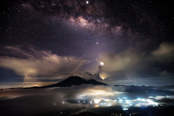 Night Sky Milky Way Mount Agung Bali Indonesia