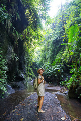 Woman in jungle on Bali, Indonesia 