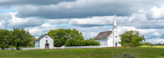 The church and rectory of Saint Antoine de Padoue in Batoche, Saskatchewan