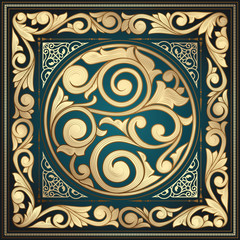 Golden ornate art deco vintage card