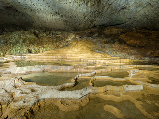 waterfall plateaus in the cave