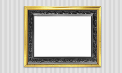 Colorful Antique Vintage Classic Baroque Stylish Empty Photo Painting Frame in Grunge and Retro Background for Home Interior and Garden Furniture made from Wood and Metal