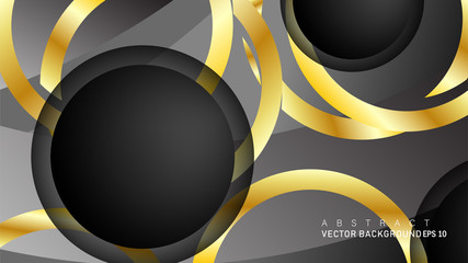 Vector background design that overlaps with gold ring color gradients on black space circles for text and background design