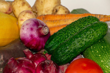 The freshest and most delicious vegetables are ready to eat on a white background.