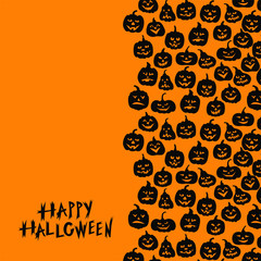Vector illustrations of Halloween funny horror pumpkin greeting card vertical ornament