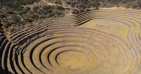 View of Moray in the valley of the Urubamba, Cusco, Peru