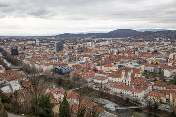 Obraz premium Graz city view from Schlossberg