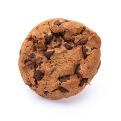 Chocolate chip cookies isolated on white background. Sweet biscuits. Homemade pastry.