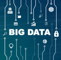 Fototapeta na wymiar Big data technology and Internet concept on blue background