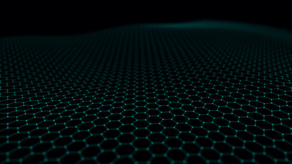 Futuristic hexagon abstract background. Analysis and automation of data on artificial intelligence. Big data. 3D rendering. 4k