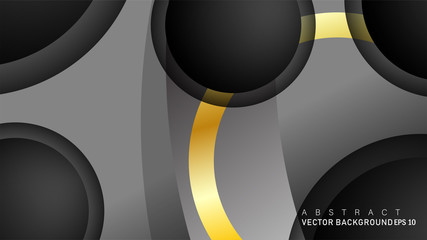 Vector background design that overlaps with gold ring color gradients on black space circles for text and background design