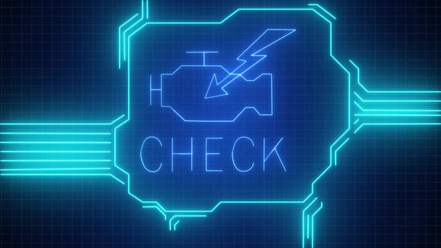 Check engine light symbol that pops up on dashboard when something goes wrong with the engine