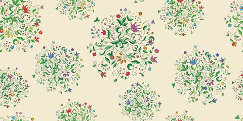 Seamless floral pattern colored flowers
