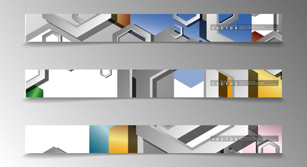 Vector Banner collection for advertisements. abstract background with hexagon shapes