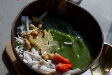 Kiwi smoothie bowl. Fresh breakfast