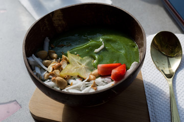 Kiwi smoothie bowl. Fresh breakfast