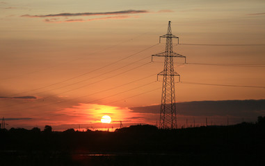 Electricity Pylons over sunset