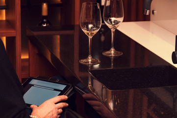 Sommelier, cavist. Training in school sommelier. Wine school. Wine tasting. Tinted.