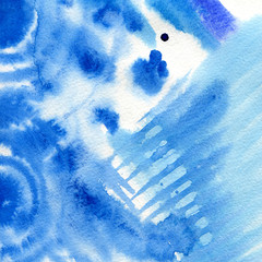 Abstract waves and bubbles watercolor background.