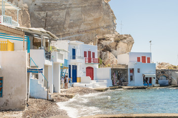 Picturesque colorful Klima fishing village in Milos island in Greece