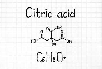 Handwriting Chemical formula of Citric Acid.