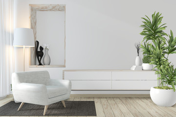 Cabinet zen style on modern zen room and decoration.3D rendering
