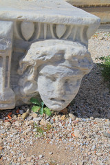 Part of the decoration of the ancient temple of Apollo in the form of a jellyfish head.