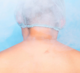 Treatment of scars on the skin of a person using the modern method of cryotherapy, treatment with liquid nitrogen and ozone therapy