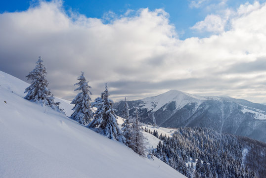 Winter Carpathians. View to Strymba mountain