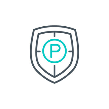 recommend clip art: shield protect outline flat icon. Single high quality outline safety logo symbol for web design or mobile app. Thin line shield secure logo. Black and blue icon security isolated on white background