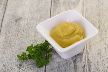 Mustard sauce in the bowl
